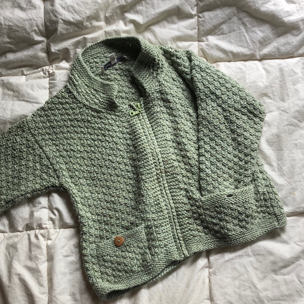 Girls handmade green knit sweater